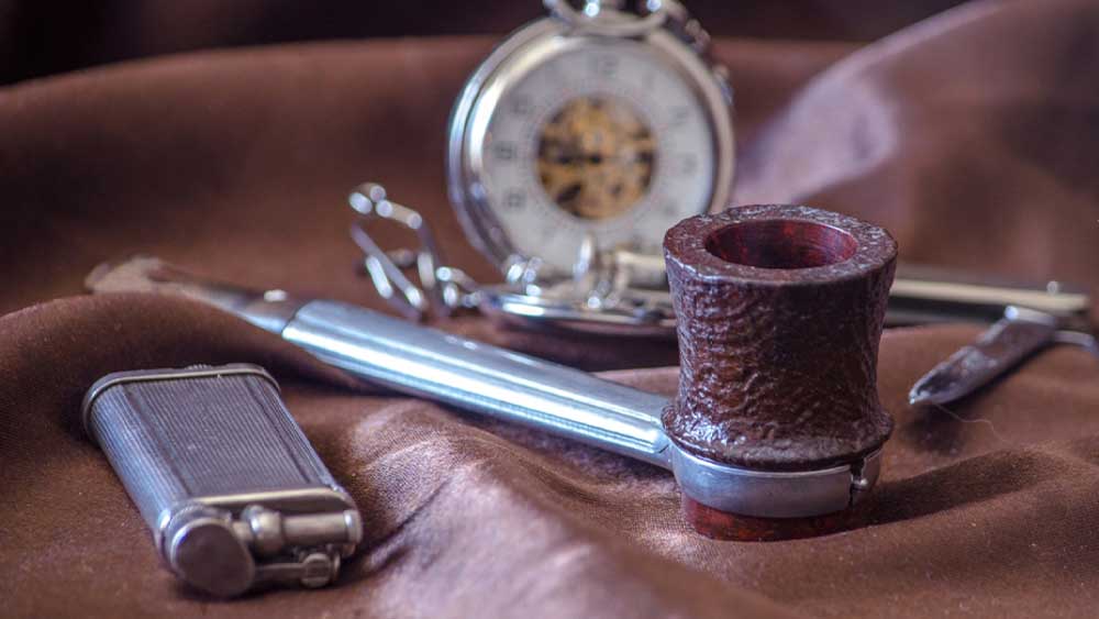 Pipa pentru fumat tutun din briar cu bricheta special apentru pipe
